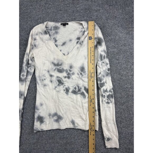 James Perse Sweater Womens 2 Gray White Tie Dye V Neck Long Sleeve Pullover - Picture 3 of 6